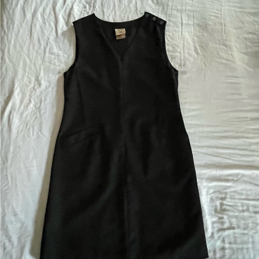 VTG Laura Ashley Charcoal Gray Lined Wool Shift Dress Made in the UK US Size 4 - Picture 6 of 13